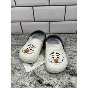 Crocs Disney Frozen Olaf Fleece Lined Shoes Clog Classic  Size C 9 White Snowman